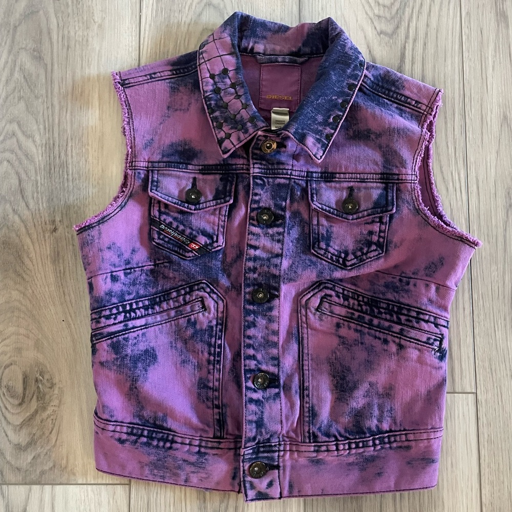 Diesel purple studded denim vest